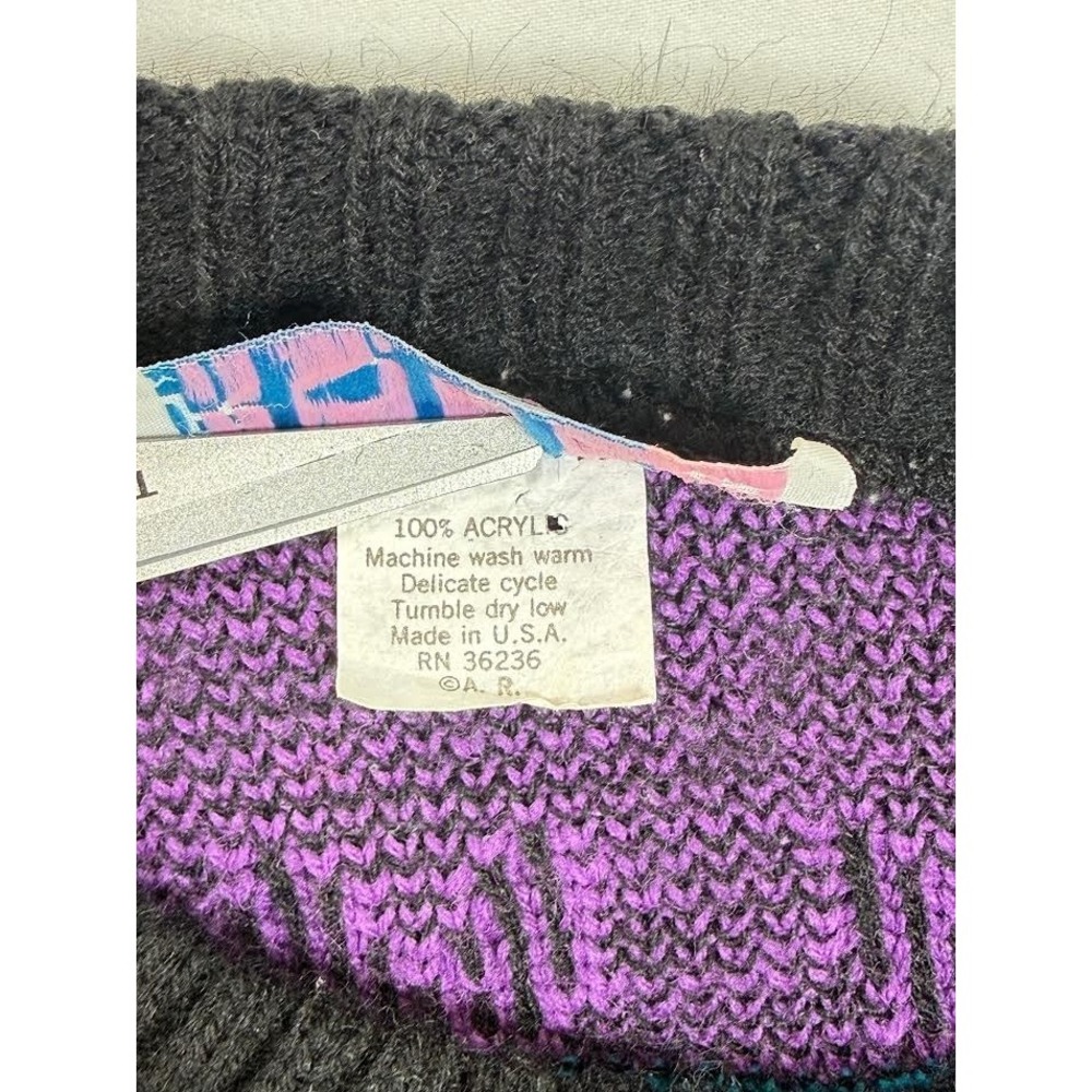 Vintage Ducks Knit Sweater 80s/90s Women's Medium Multicolor Flowers Hearts USA - Picture 7 of 9